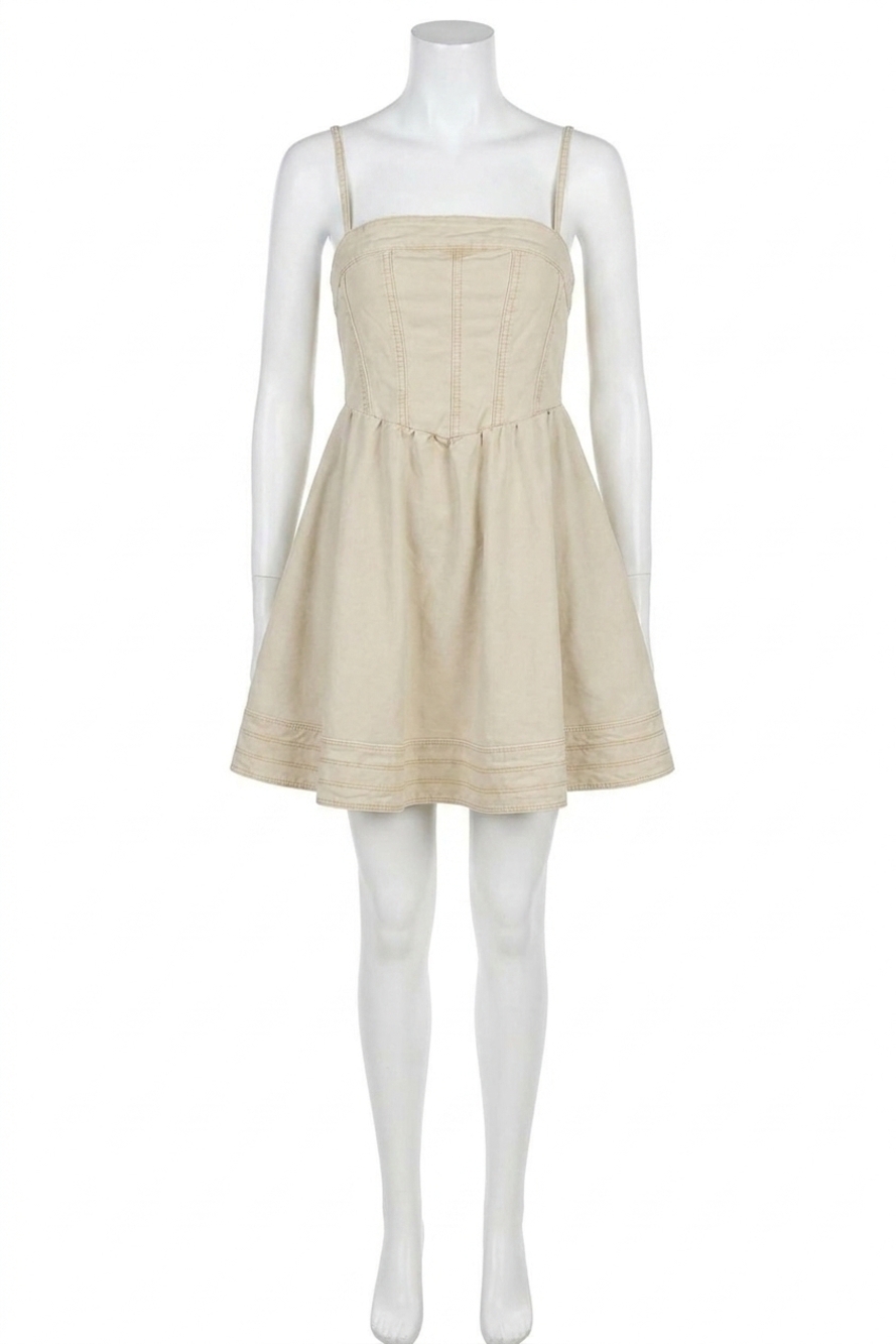 NEW MIOU MUSE removable straps mini dress in khaki